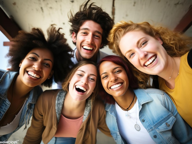 um grupo de jovens sorrindo e posando para uma foto