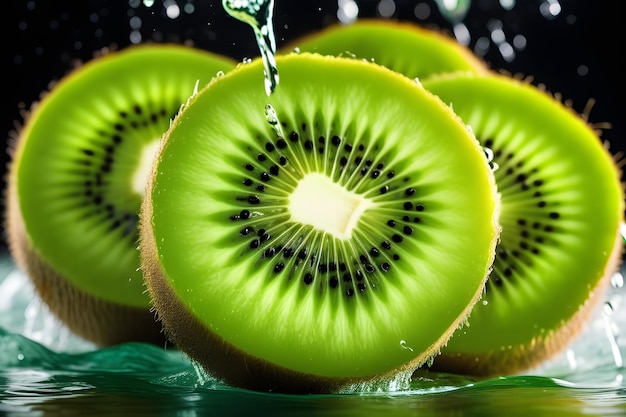 Foto um grupo de kiwis nadando na água