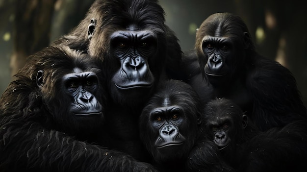 Um grupo de macacos.