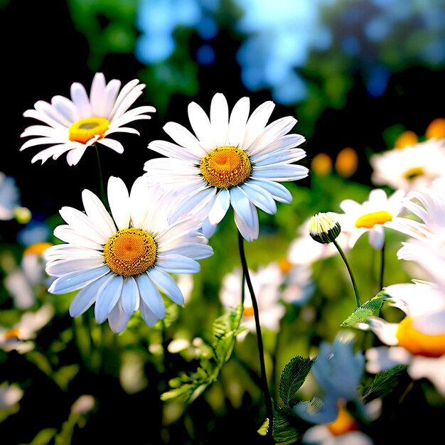 Foto um grupo de margaridas estão em um campo de flores