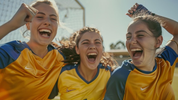 Um grupo de mulheres jovens a celebrar juntos.