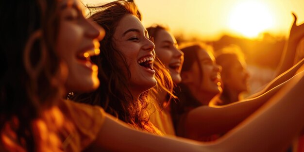 Foto um grupo de mulheres jovens de pé umas ao lado das outras esta imagem versátil pode ser usada para representar amizade, trabalho em equipe, diversidade ou uma reunião de amigos