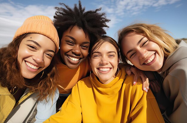 Um grupo de mulheres jovens posando juntas