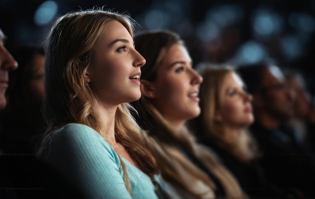 um grupo de mulheres num teatro