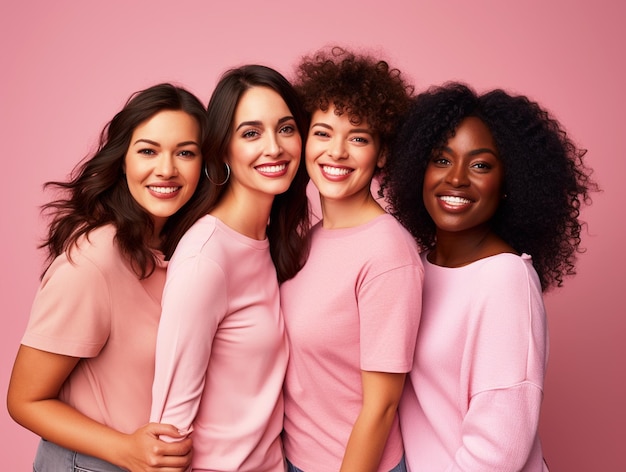 Um grupo de mulheres sorridente de pé juntas