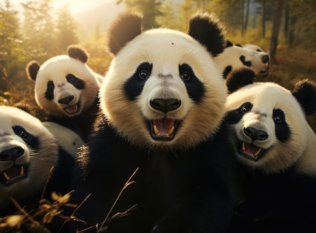 Um grupo de pandas