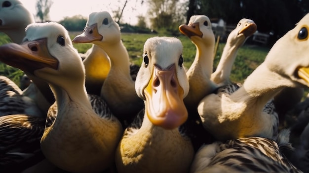 Um grupo de patos em um celeiro generativo ai