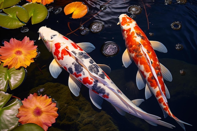 Foto um grupo de peixes nadando na água