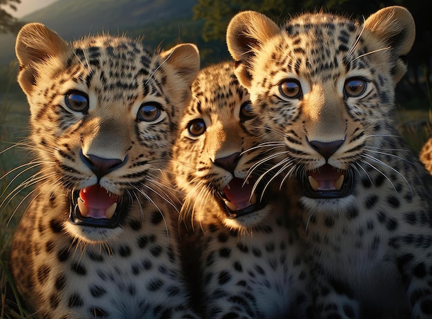 Um grupo de pequenos leopardos