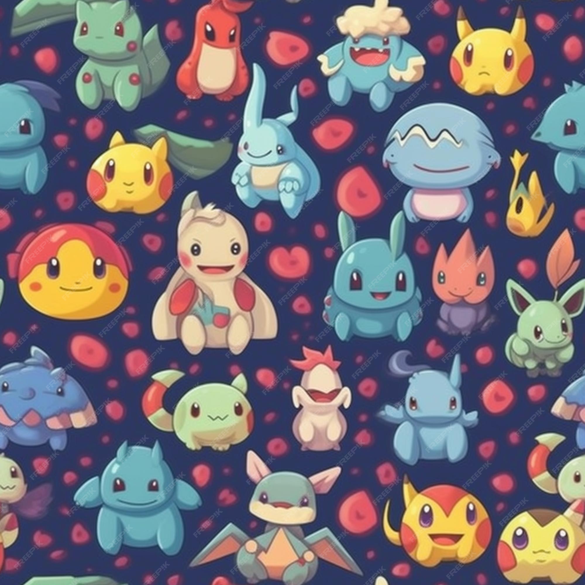 Um grupo de personagens pokemon está em um fundo azul generativo ai