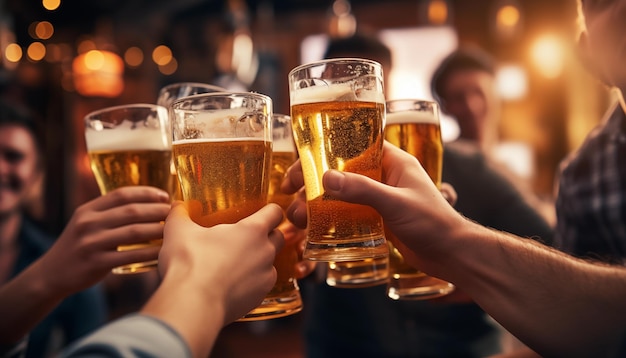 Um grupo de pessoas a beber cerveja juntas