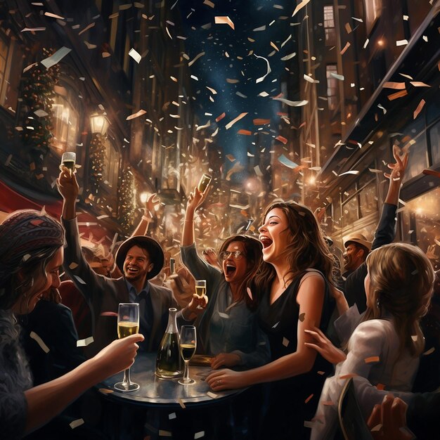 Foto um grupo de pessoas a celebrar numa festa.