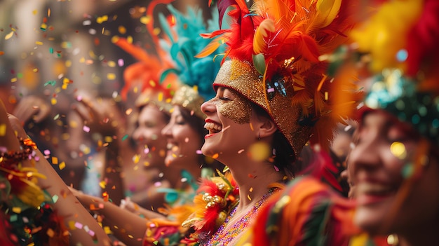 Foto um grupo de pessoas celebrando o festival do carnaval