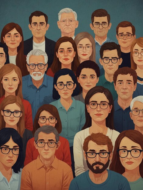 Foto um grupo de pessoas com óculos que dizem 