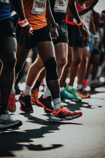 Um grupo de pessoas correndo em uma maratona Generative AI image