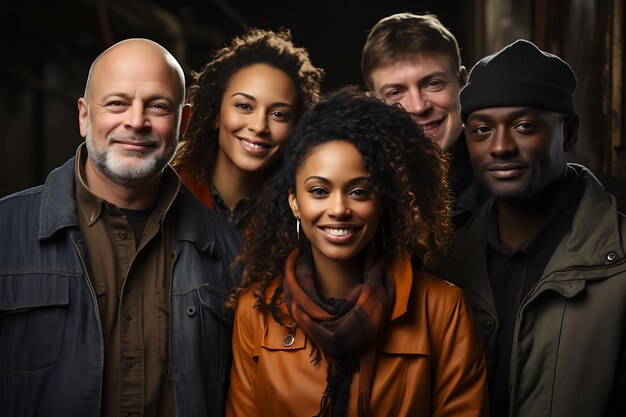 Foto um grupo de pessoas de diferentes nacionalidades e sorriso geração de ia