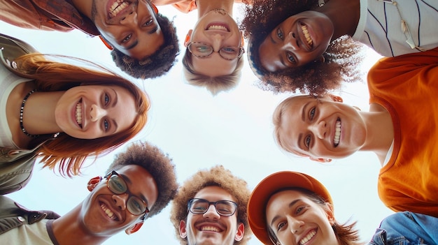 Foto um grupo de pessoas de pé em círculo