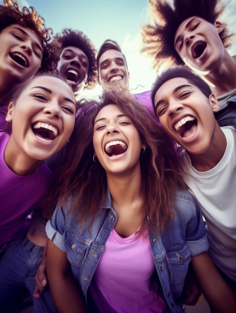 Foto um grupo de pessoas está posando para uma foto com a menina no meio.