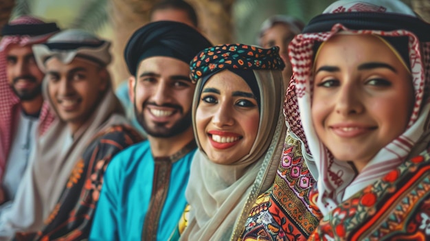 Foto um grupo de pessoas está sorrindo e uma tem um sorriso no rosto