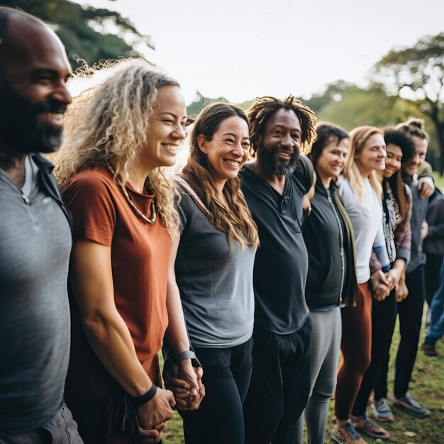 Um grupo de pessoas juntas em uma fila com a palavra quot do not quot nela