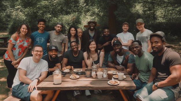 Um grupo de pessoas posa para uma foto em frente a um prédio com uma placa que diz 'the city of atlanta'