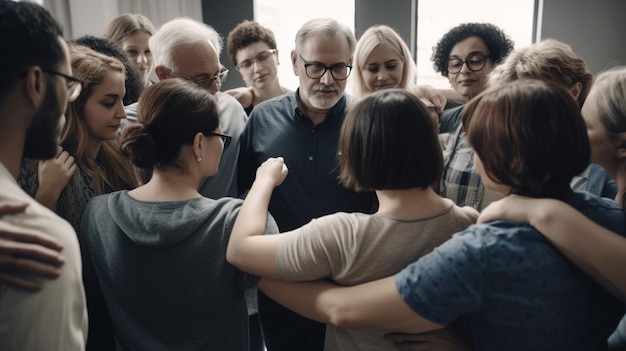 Um grupo de pessoas se reúne em um círculo, um deles diz 'nós somos o povo'