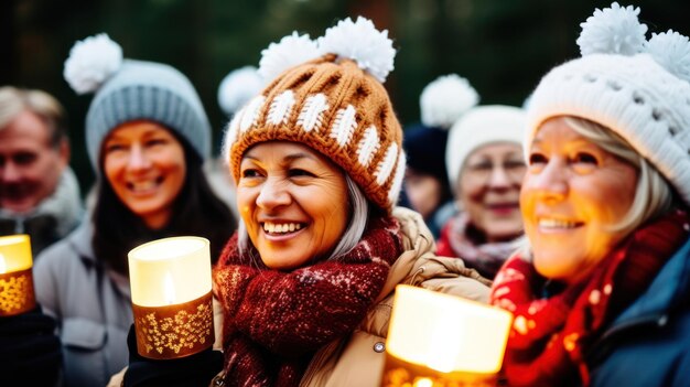 Foto um grupo de pessoas segurando velas