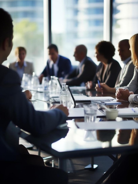 Foto um grupo de pessoas sentadas em torno de uma mesa com um sinal que diz não