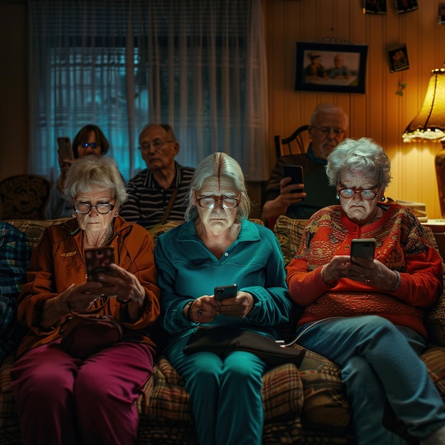 Foto um grupo de pessoas sentadas em um sofá lendo um livro