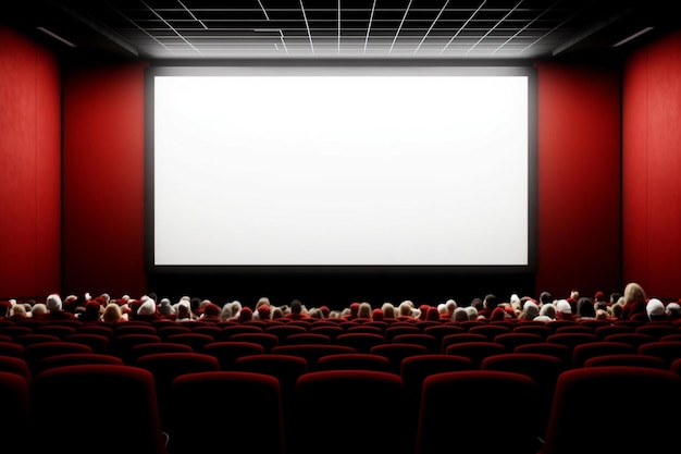 Foto um grupo de pessoas sentadas num cinema a ver um filme