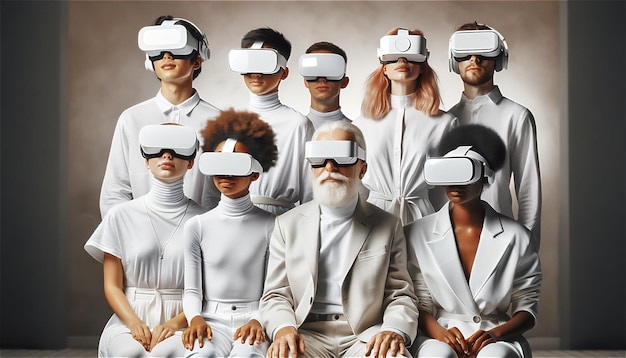 Foto um grupo de pessoas usando óculos vr