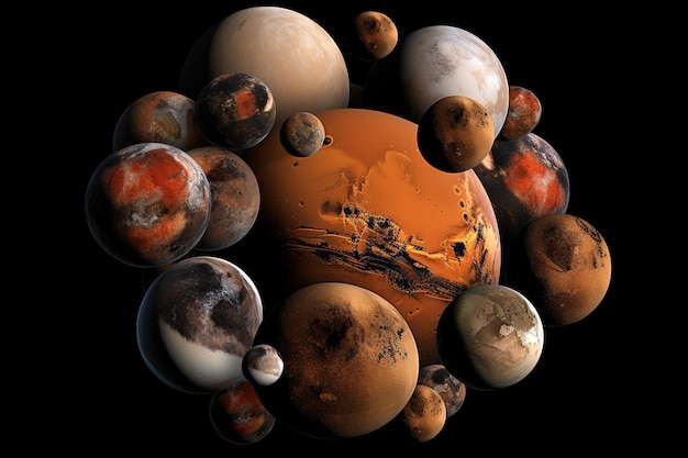 Um grupo de planetas com o sol no centro
