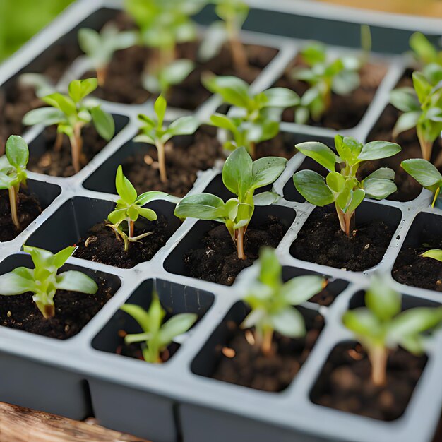 um grupo de plantas que estão em uma panela