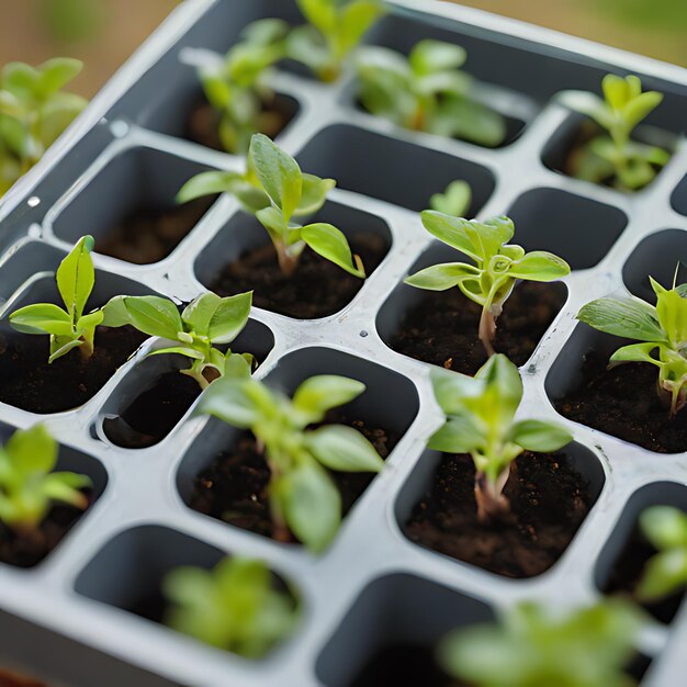 um grupo de plantas que estão num recipiente