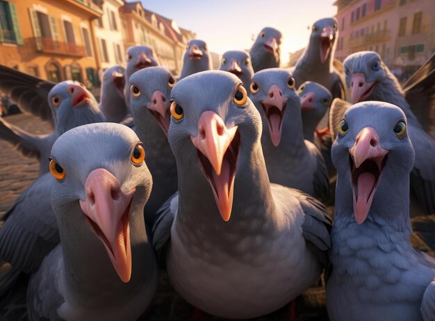 Um grupo de pombos