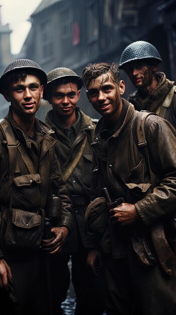 Foto um grupo de soldados com armas e armas