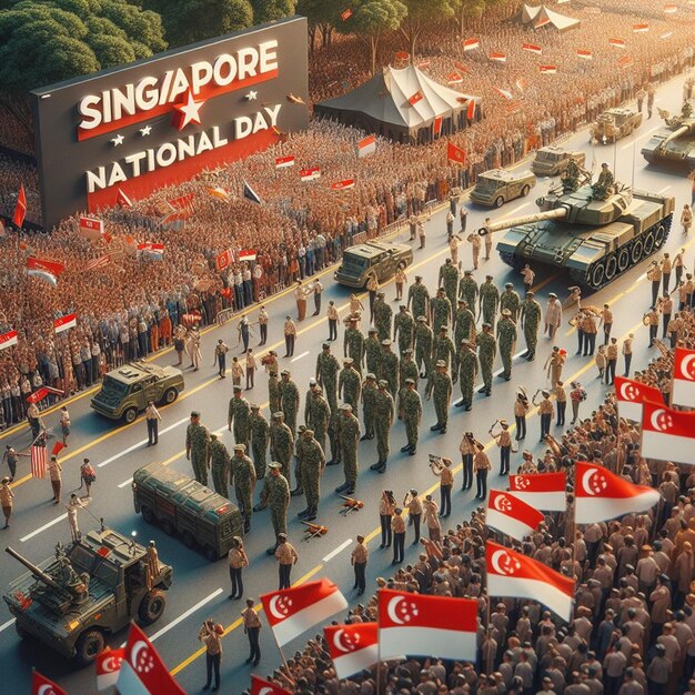 Foto um grupo de soldados está de pé em frente a uma bandeira que diz 