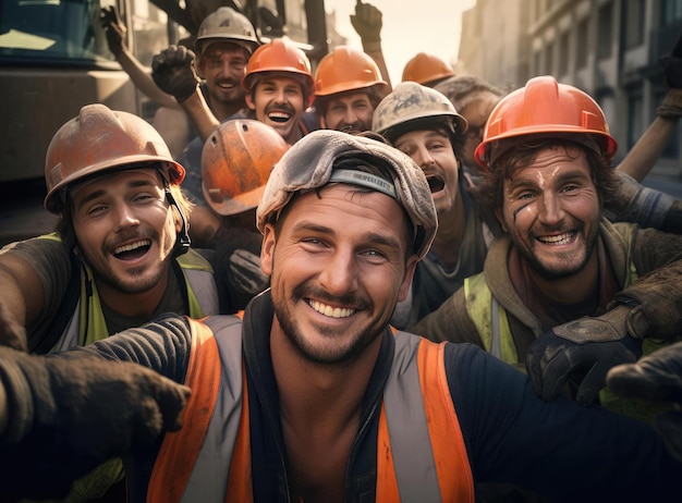 Um grupo de trabalhadores rodoviários