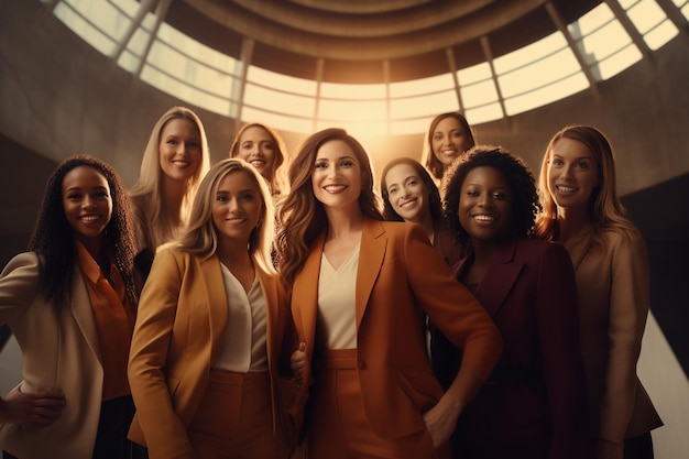 Foto um grupo diversificado de mulheres que se apoiam umas às outras num 0027900.