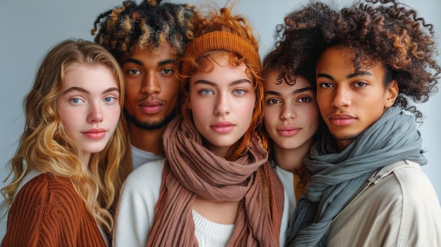 Um grupo diverso de pessoas com cabelos de cores diferentes