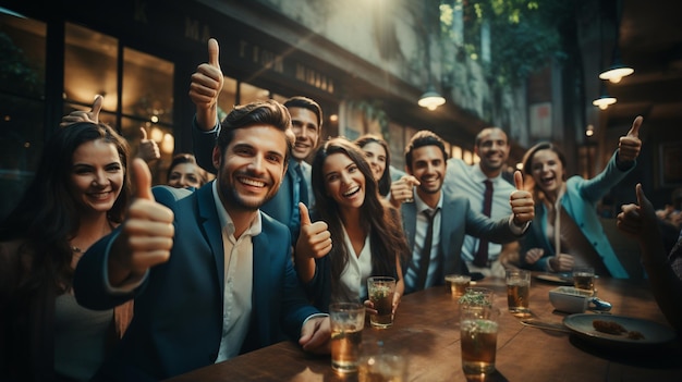 Um grupo feliz de pessoas de negócios.