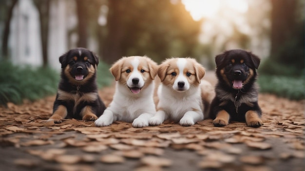 Foto um grupo hiper-realista de cachorros fofos