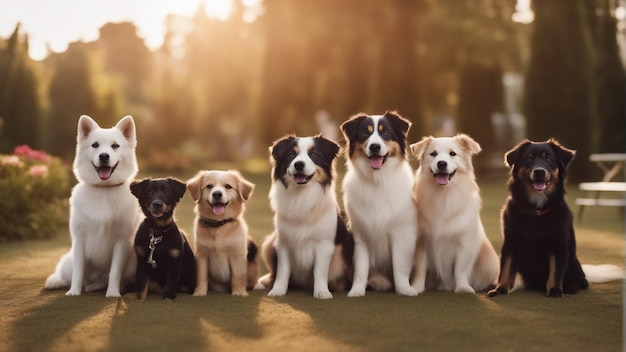 Um grupo hiper-realista de cachorros fofos