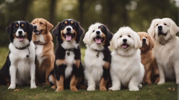 Foto um grupo hiper-realista de cachorros fofos