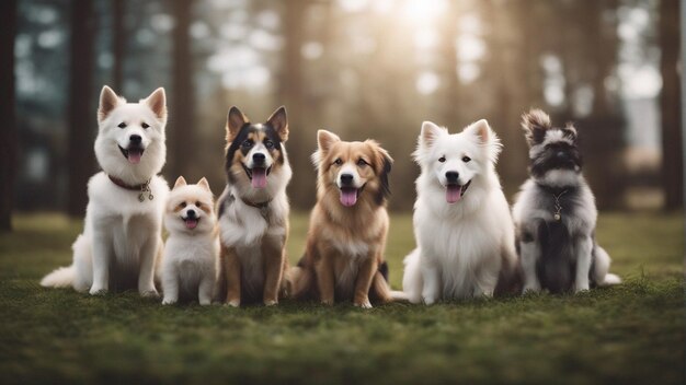 Um grupo hiper-realista de cachorros fofos