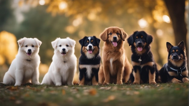 Foto um grupo hiper-realista de cachorros fofos