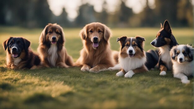 Foto um grupo hiper-realista de cachorros fofos