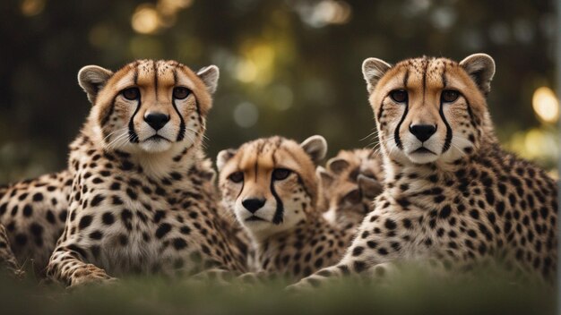 Foto um grupo hiper-realista de chitas na selva