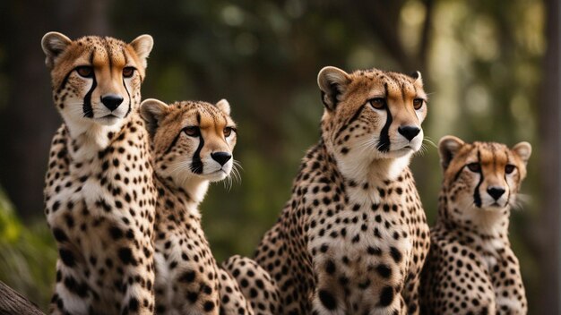 Foto um grupo hiper-realista de chitas na selva