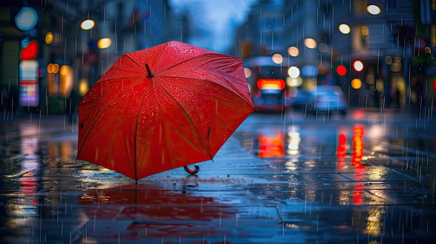 Um guarda-chuva de tempestade com chuva